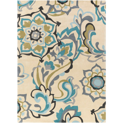 Image of Surya Cosmopolitan Modern Teal, Aqua, Olive, Beige, Dark Green, Medium Gray Rugs COS-9209