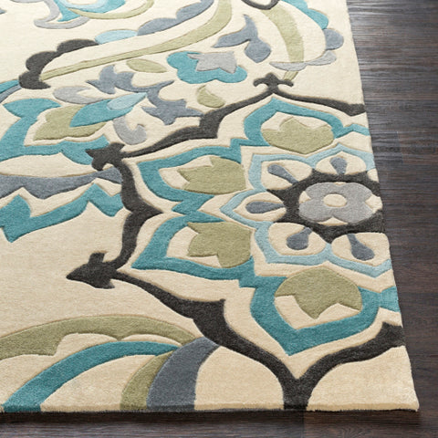 Image of Surya Cosmopolitan Modern Teal, Aqua, Olive, Beige, Dark Green, Medium Gray Rugs COS-9209