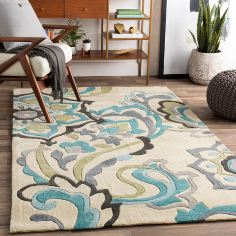 Image of Surya Cosmopolitan Modern Teal, Aqua, Olive, Beige, Dark Green, Medium Gray Rugs COS-9209