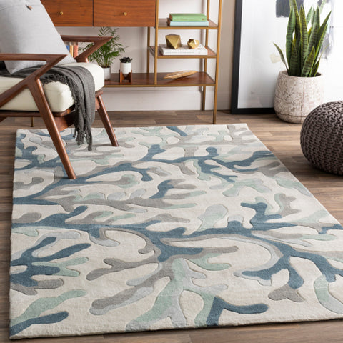 Image of Surya Cosmopolitan Coastal Dark Blue, Medium Gray, Sea Foam, Light Gray, Ivory Rugs COS-9262