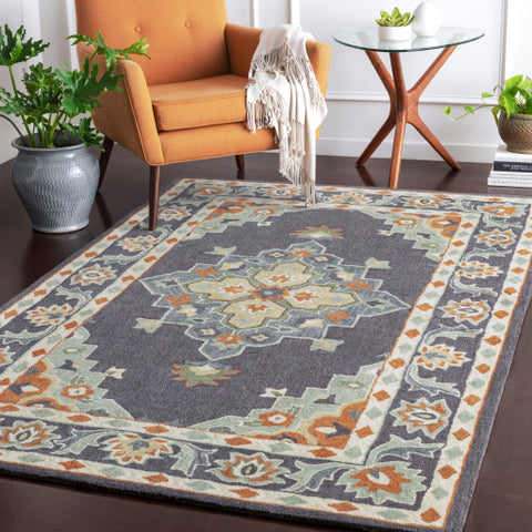 Image of Surya Cosmopolitan Traditional Charcoal, Sage, Cream, Camel, Wheat, Dark Green Rugs COS-9307