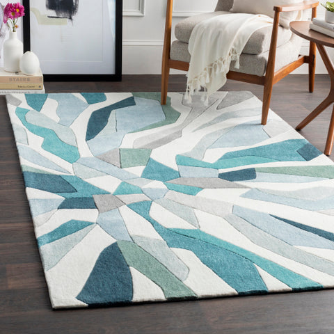 Image of Surya Cosmopolitan Modern Teal, Navy, Ivory, Sea Foam, Medium Gray Rugs COS-9311