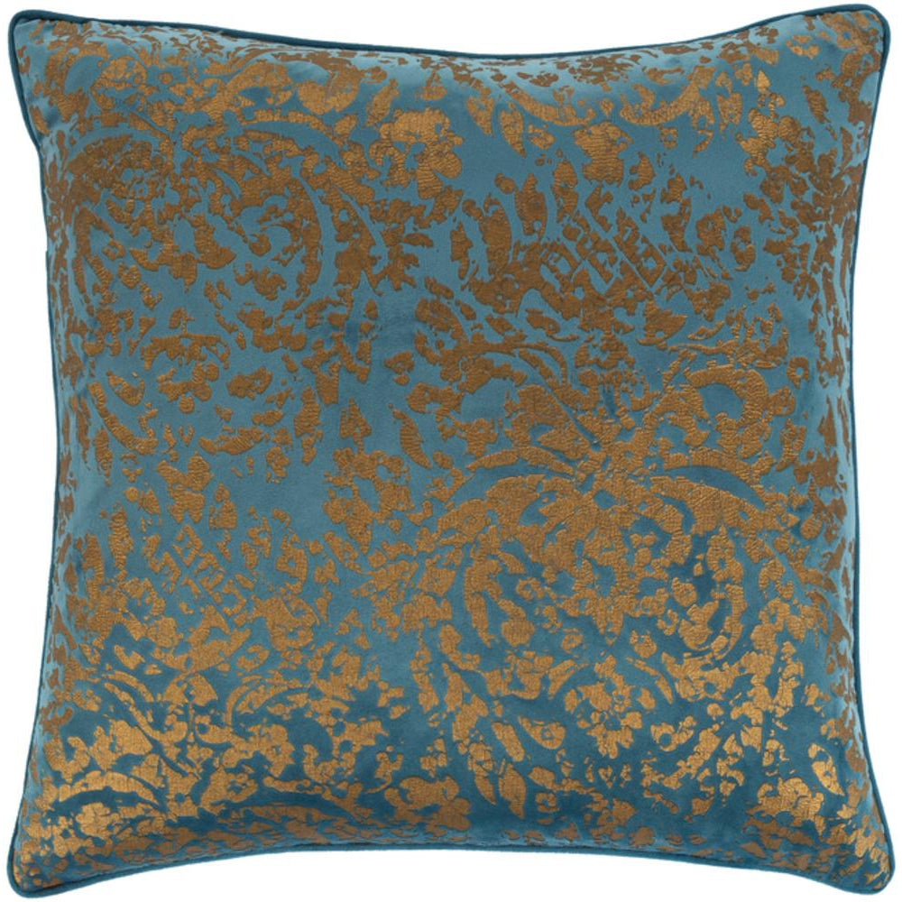 Surya Carrisa Updated Traditional Bright Blue, Metallic - Gold Pillow Cover CRI-001-Wanderlust Rugs