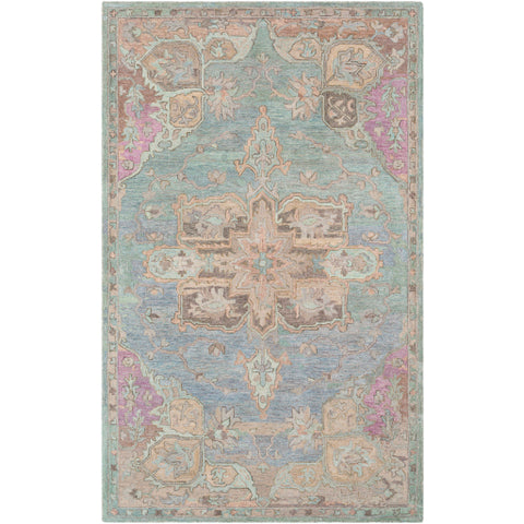 Image of Surya Classic Nouveau Traditional Aqua, Taupe, Grass Green, Khaki, Dark Brown, Mauve, Bright Purple, Tan, Camel Rugs CSN-1010