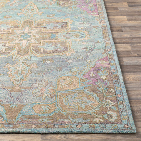 Image of Surya Classic Nouveau Traditional Aqua, Taupe, Grass Green, Khaki, Dark Brown, Mauve, Bright Purple, Tan, Camel Rugs CSN-1010