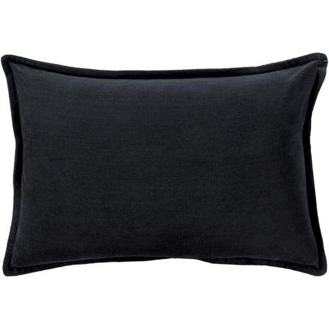 Image of Surya Cotton Velvet Solid & Border Black Pillow Kit CV-012-Wanderlust Rugs