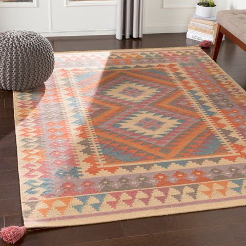 Image of Surya Adia Rustic Burnt Orange, Wheat, Taupe, Garnet, Teal Rugs DIA-2005