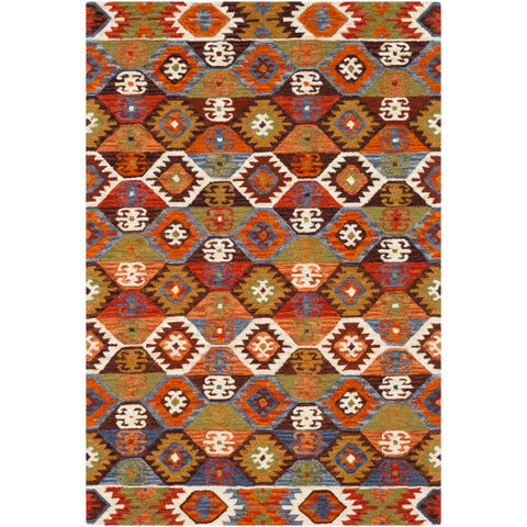 Image of Surya Dena Rustic Dark Brown, Clay, Cream, Khaki, Burnt Orange, Terracotta, Dark Red, Denim, Aqua, Olive, Saffron, Camel Rugs DNA-1003