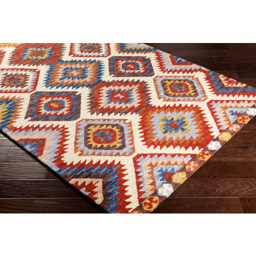 Surya Dena Rustic Dark Red, Khaki, Camel, Burnt Orange, Medium Gray, Dark Brown, Lime, Navy, Bright Blue, Sky Blue Rugs DNA-1005