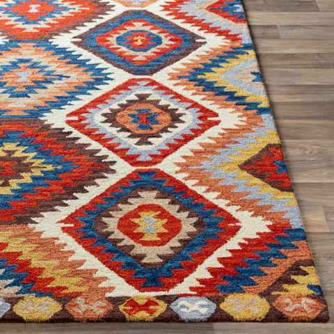 Image of Surya Dena Rustic Dark Red, Khaki, Camel, Burnt Orange, Medium Gray, Dark Brown, Lime, Navy, Bright Blue, Sky Blue Rugs DNA-1005