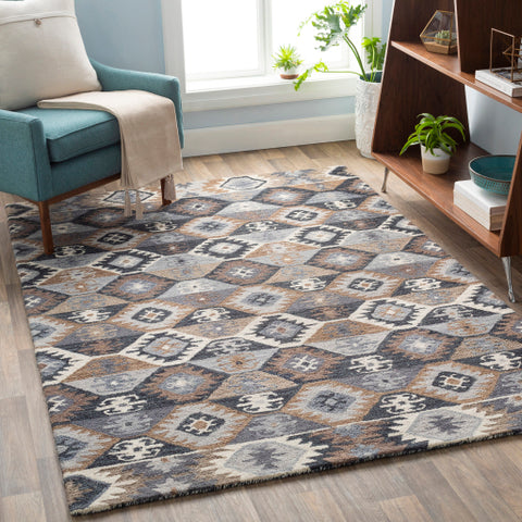 Image of Surya Dena Rustic Teal, Medium Gray, Denim, Navy, Taupe, Cream, Camel Rugs DNA-1007