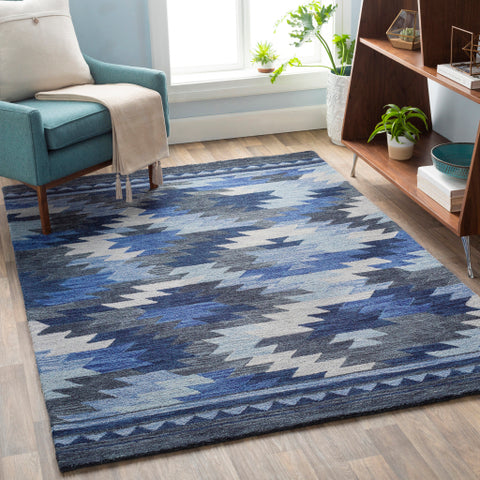 Image of Surya Dena Rustic Teal, Bright Blue, Denim, Dark Blue, Pale Blue Rugs DNA-1008