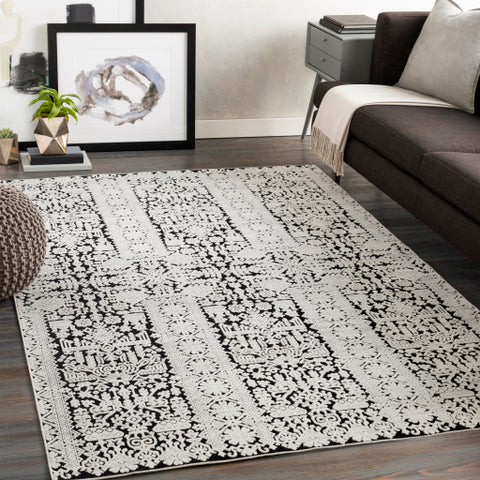 Image of Surya Dantel Global White, Silver Gray, Black Rugs DTL-2305