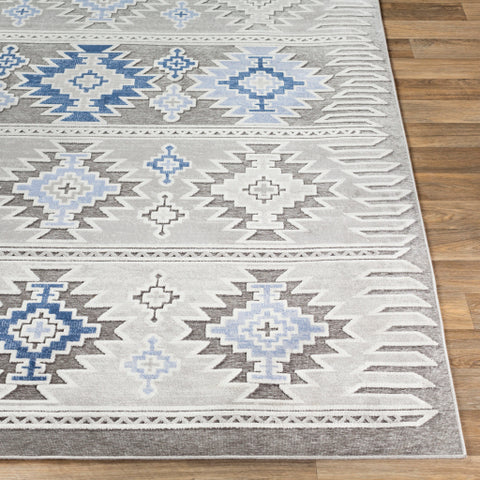 Image of Surya Dantel Rustic Light Gray, Silver Gray, Taupe, Dark Blue, Bright Blue Rugs DTL-2306