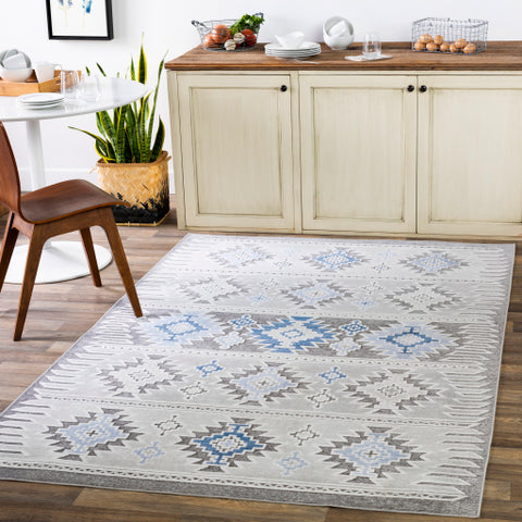 Image of Surya Dantel Rustic Light Gray, Silver Gray, Taupe, Dark Blue, Bright Blue Rugs DTL-2306