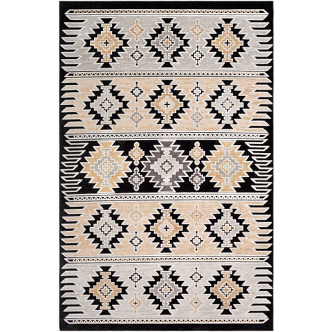 Image of Surya Dantel Rustic Silver Gray, Camel, Taupe, Charcoal, Light Gray, Black Rugs DTL-2324