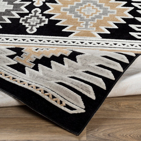 Image of Surya Dantel Rustic Silver Gray, Camel, Taupe, Charcoal, Light Gray, Black Rugs DTL-2324