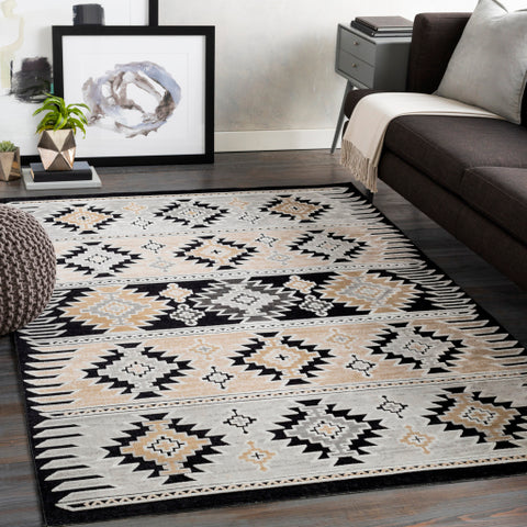 Image of Surya Dantel Rustic Silver Gray, Camel, Taupe, Charcoal, Light Gray, Black Rugs DTL-2324