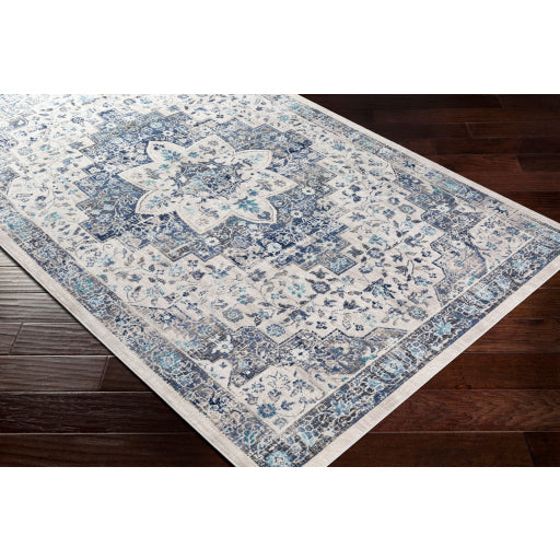 Surya Dublin Traditional Aqua, Navy, Denim, White, Charcoal, Medium Gray Rugs DUB-2302