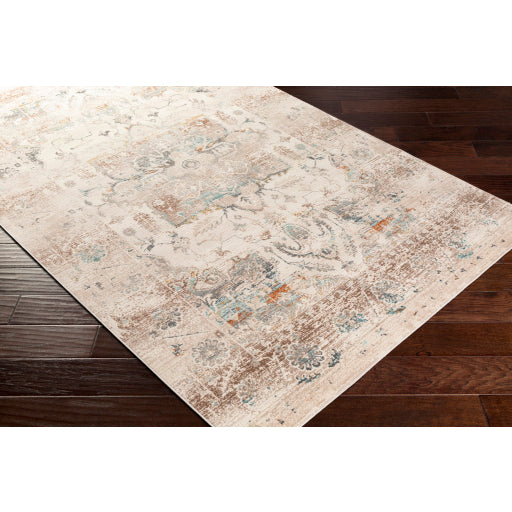 Surya Dublin Traditional Taupe, Teal, Mustard, Burnt Orange, Dark Brown, Charcoal, Aqua, Ivory Rugs DUB-2307