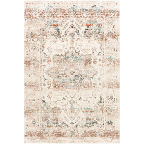 Image of Surya Dublin Traditional Taupe, Teal, Mustard, Burnt Orange, Dark Brown, Charcoal, Aqua, Ivory Rugs DUB-2307