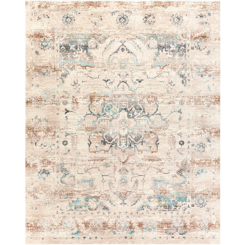 Image of Surya Dublin Traditional Taupe, Teal, Mustard, Burnt Orange, Dark Brown, Charcoal, Aqua, Ivory Rugs DUB-2307