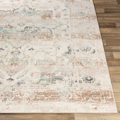 Image of Surya Dublin Traditional Taupe, Teal, Mustard, Burnt Orange, Dark Brown, Charcoal, Aqua, Ivory Rugs DUB-2307