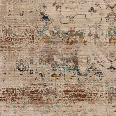 Image of Surya Dublin Traditional Taupe, Teal, Mustard, Burnt Orange, Dark Brown, Charcoal, Aqua, Ivory Rugs DUB-2307