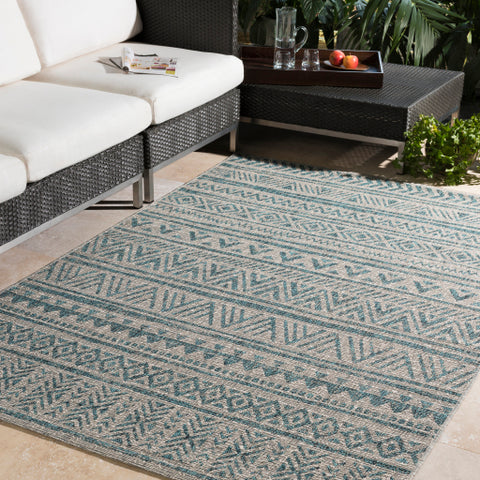 Image of Surya Eagean Global Aqua, Black, White, Light Gray Rugs EAG-2307