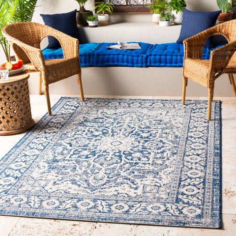 Image of Surya Eagean Traditional Navy, Denim, White Rugs EAG-2336