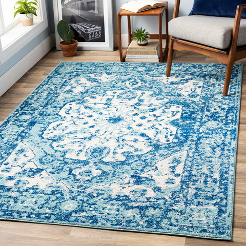 Image of Surya Elaziz Updated Traditional Aqua, Dark Blue, White Rugs ELZ-2309-Wanderlust Rugs