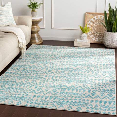 Image of Surya Elaziz Global Aqua, Light Gray, White Rugs ELZ-2337