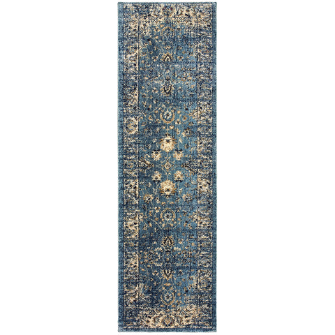 Oriental Weavers Empire 114L4 2' 3" X 7' 6" Traditional Blue Ivory Distressed Runner Rug-Wanderlust Rugs