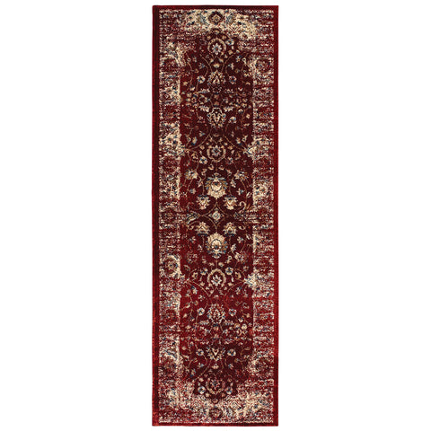 Image of Oriental Weavers Empire 114R4 2' 3" X 7' 6" Traditional Red Ivory Distressed Runner Rug-Wanderlust Rugs