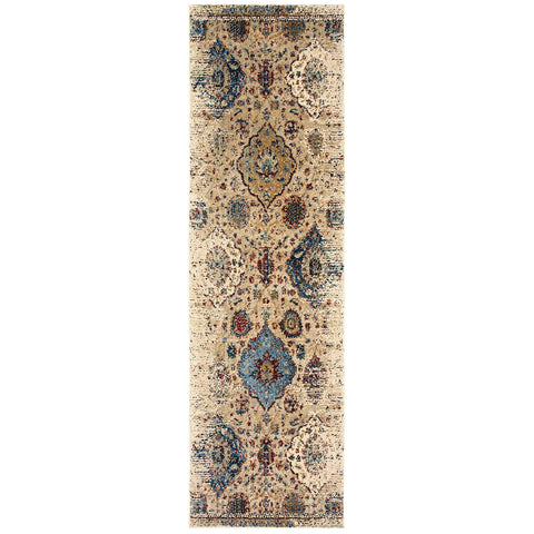 Image of Oriental Weavers Empire 028W4 2' 3" X 7' 6" Casual Ivory Blue Distressed Runner Rug-Wanderlust Rugs