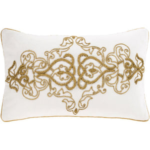 Surya Envie Updated Traditional Metallic - Gold, White Pillow Cover ENE-001-Wanderlust Rugs