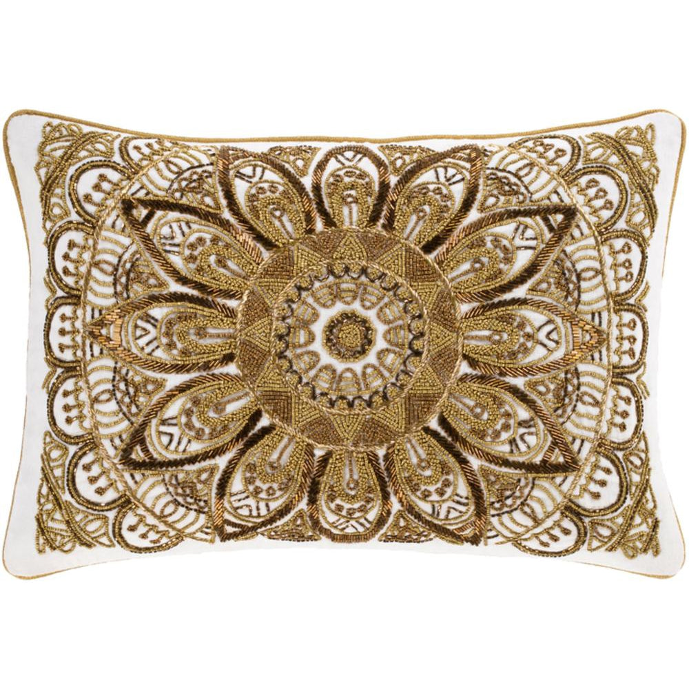 Surya Envie Updated Traditional Metallic - Gold, White Pillow Cover ENE-002-Wanderlust Rugs