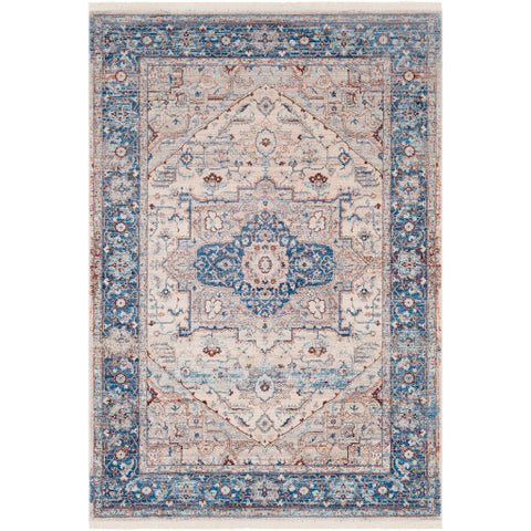 Image of Surya Ephesians Traditional Sky Blue, Cream, Aqua, Medium Gray, Beige, Burnt Orange, Bright Red Rugs EPC-2312