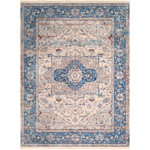 Image of Surya Ephesians Traditional Sky Blue, Cream, Aqua, Medium Gray, Beige, Burnt Orange, Bright Red Rugs EPC-2312