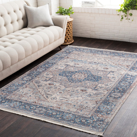 Image of Surya Ephesians Traditional Sky Blue, Cream, Aqua, Medium Gray, Beige, Burnt Orange, Bright Red Rugs EPC-2312