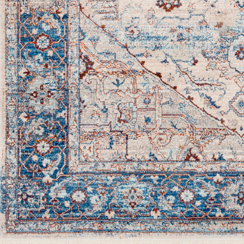 Image of Surya Ephesians Traditional Sky Blue, Cream, Aqua, Medium Gray, Beige, Burnt Orange, Bright Red Rugs EPC-2312