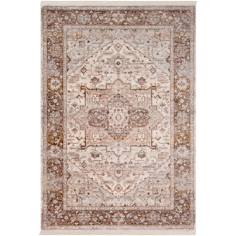 Image of Surya Ephesians Traditional Dark Brown, Pale Pink, Beige, Medium Gray, Silver Gray, Aqua Rugs EPC-2313