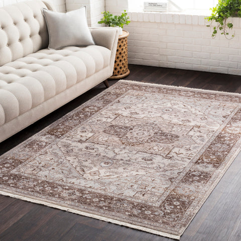 Image of Surya Ephesians Traditional Dark Brown, Pale Pink, Beige, Medium Gray, Silver Gray, Aqua Rugs EPC-2313