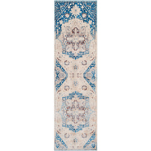 Surya Ephesians Traditional Sky Blue, Cream, Beige, Burnt Orange, Bright Red Rugs EPC-2315