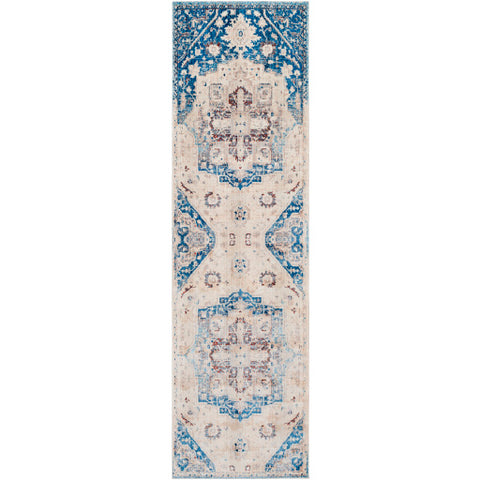 Image of Surya Ephesians Traditional Sky Blue, Cream, Beige, Burnt Orange, Bright Red Rugs EPC-2315