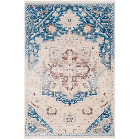 Image of Surya Ephesians Traditional Sky Blue, Cream, Beige, Burnt Orange, Bright Red Rugs EPC-2315