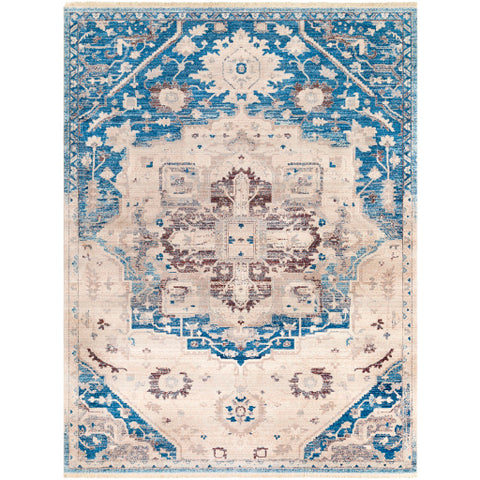 Image of Surya Ephesians Traditional Sky Blue, Cream, Beige, Burnt Orange, Bright Red Rugs EPC-2315