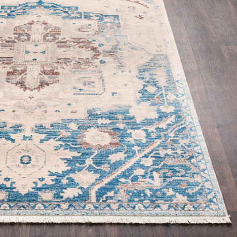 Image of Surya Ephesians Traditional Sky Blue, Cream, Beige, Burnt Orange, Bright Red Rugs EPC-2315