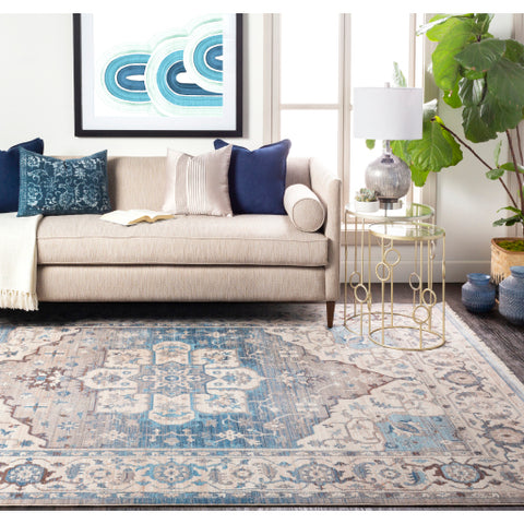 Image of Surya Ephesians Traditional Sky Blue, Beige, Medium Gray, Silver Gray, Wheat, Tan, Camel, Aqua Rugs EPC-2317