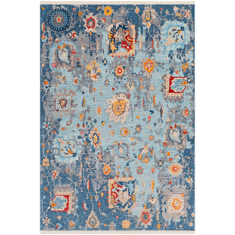 Image of Surya Ephesians Traditional Aqua, Sky Blue, Silver Gray, Medium Gray, Beige, Cream, Saffron, Burnt Orange, Pale Pink Rugs EPC-2319